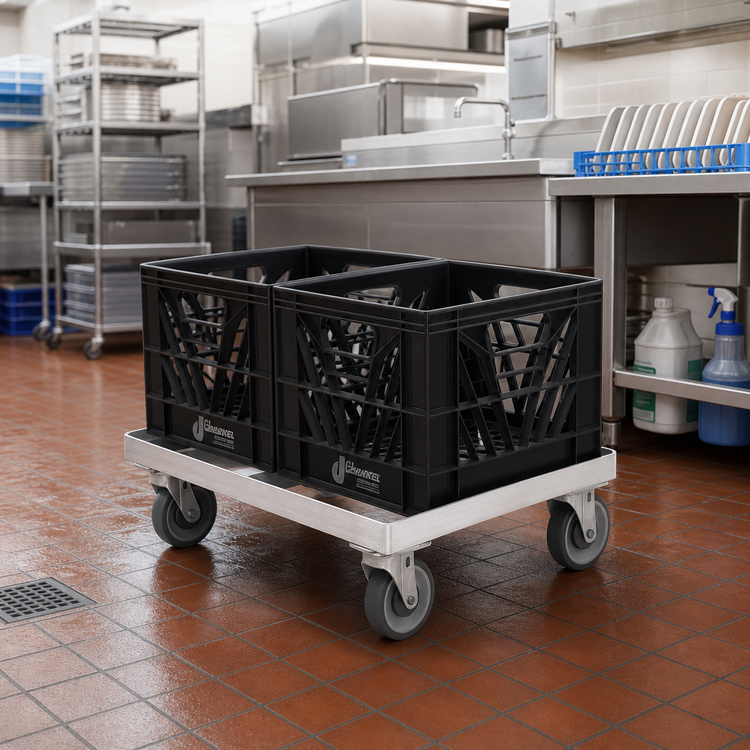 Product image #3 for Channel Aluminum Double-Wide Glass Rack / Milk Crate Dolly for (2) 13 x 19-Inch Crates