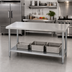 Thumbnail image #2 for Turbo Air 60 Inch x 30 Inch Stainless Steel Flat Top Work Table with Galvanized Undershelf