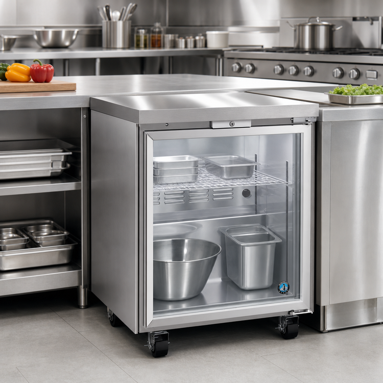 Product image #2 for Hoshizaki Steelheart 27-Inch Low Profile Single-Section Undercounter Freezer with One Glass Door
