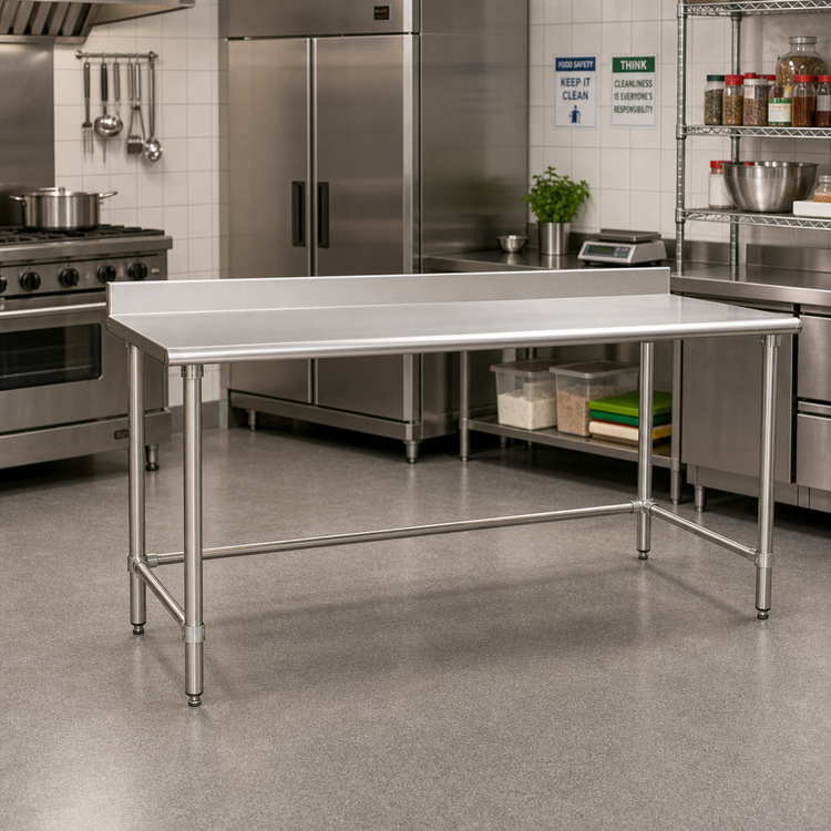 Product image #2 for BlendPort Deluxe Series Stainless Steel Work Table with 4-1/2 Inch Backsplash, 84 x 30 Inches