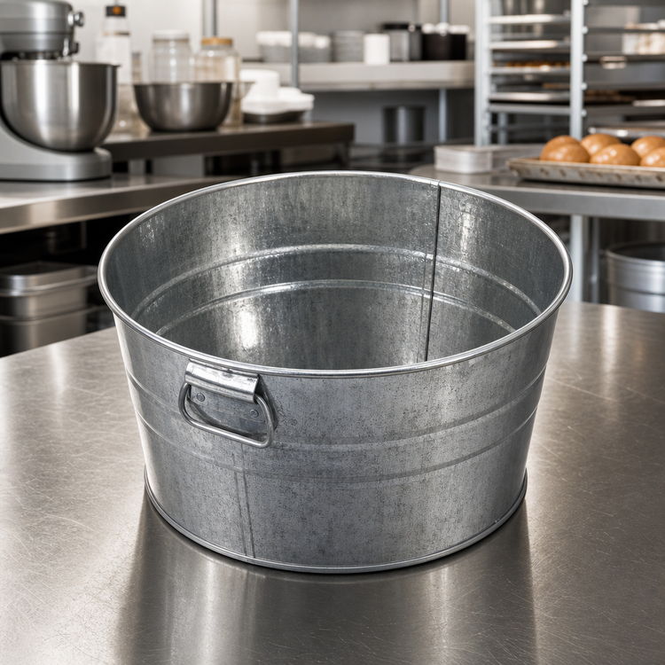 Product image #2 for American Metalcraft 27 oz. Round Galvanized Tin Cooling Tub with Side Handles