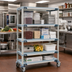 Thumbnail image #2 for MetroMax i 4-Shelf Mobile Polymer Shelving Unit, 60W x 18D x 69H, Solid Mat Shelves