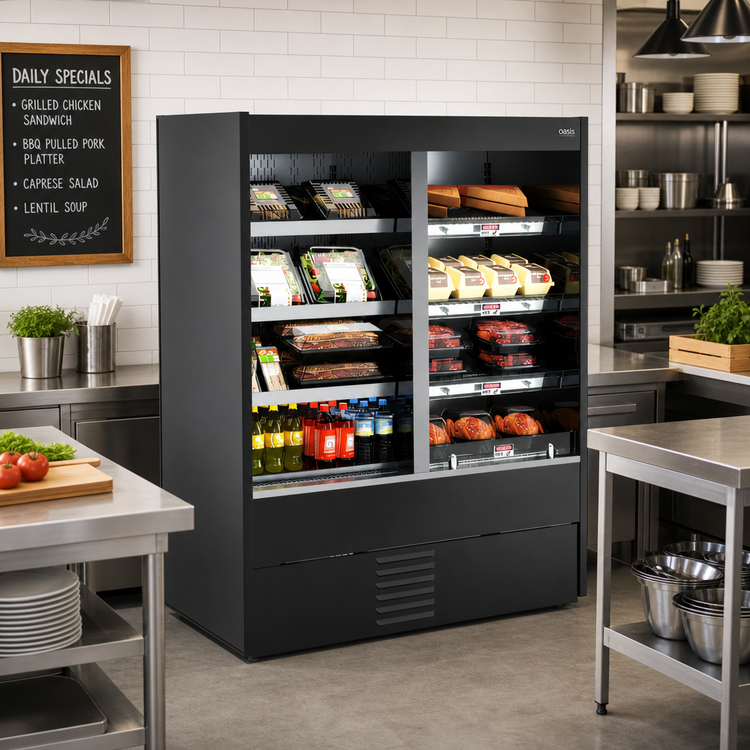 Product image #2 for Oasis Refrigerated and Heated Self-Service Countertop Food Display Case, Open Front, 50W x 26-1/8D x 63-3/8H