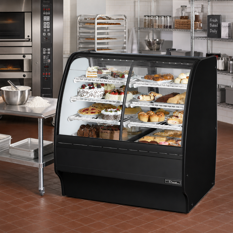 Product image #2 for True TGM-DZ-48-SC/SC-B-W 48-1/4 Inch Dual Zone Curved Glass Full Service Merchandiser