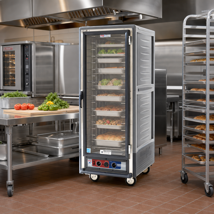 Product image #2 for Metro C5 3 Series Full Height Heated Holding Cabinet, Low-Watt 120V, Clear Polycarbonate Door, Fixed Wire Slides, Gray Insulation Armour