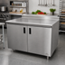 Thumbnail image #2 for Advance Tabco 48 Inch x 30 Inch Enclosed Work Table with Cabinet Base, 14 Gauge 304 Stainless Steel Top, 5 Inch Backsplash, Mid-Shelf and Hinged Doors