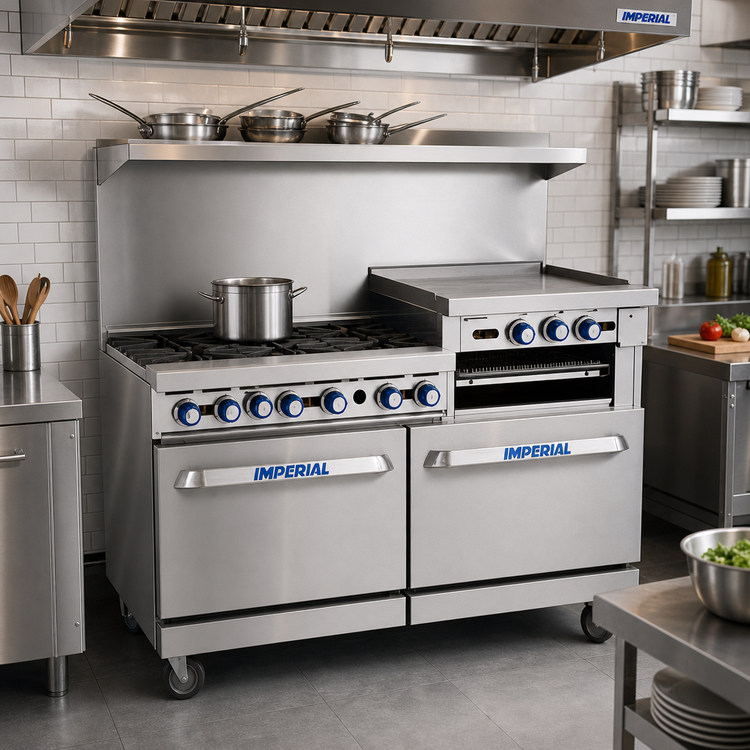 Product image #2 for Imperial Pro Series 60-Inch Gas Restaurant Range with 60-Inch Griddle, Convection Oven, and Standard Oven