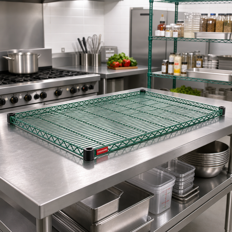 Product image #2 for EagleGard Quad-Adjust 48 x 24-Inch Wire Shelf, 800 lb Capacity, Hybrid Epoxy Finish