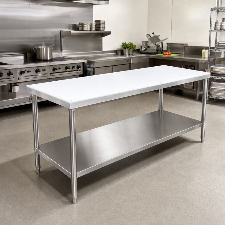Product image #2 for Poly-Vance 72-Inch x 30-Inch Poly-Top Work Table with Stainless Steel Undershelf