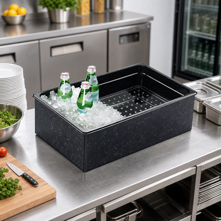 Product image #2 for Cal-Mil Fully Insulated Black Ice Pan Housing for Food Pan, 12 x 20 x 6 Inches