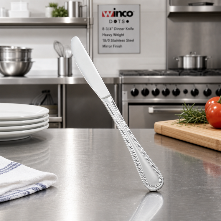 Product image #3 for Winco Dots 8-3/4 Inch Dinner Knife, Heavy Weight, 18/0 Stainless Steel, Mirror Finish