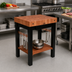 Thumbnail image #3 for Rouge et Noir Pro Prep Bloc American Cherry End Grain Butcher Block Work Table with Shelf and Copper Hooks