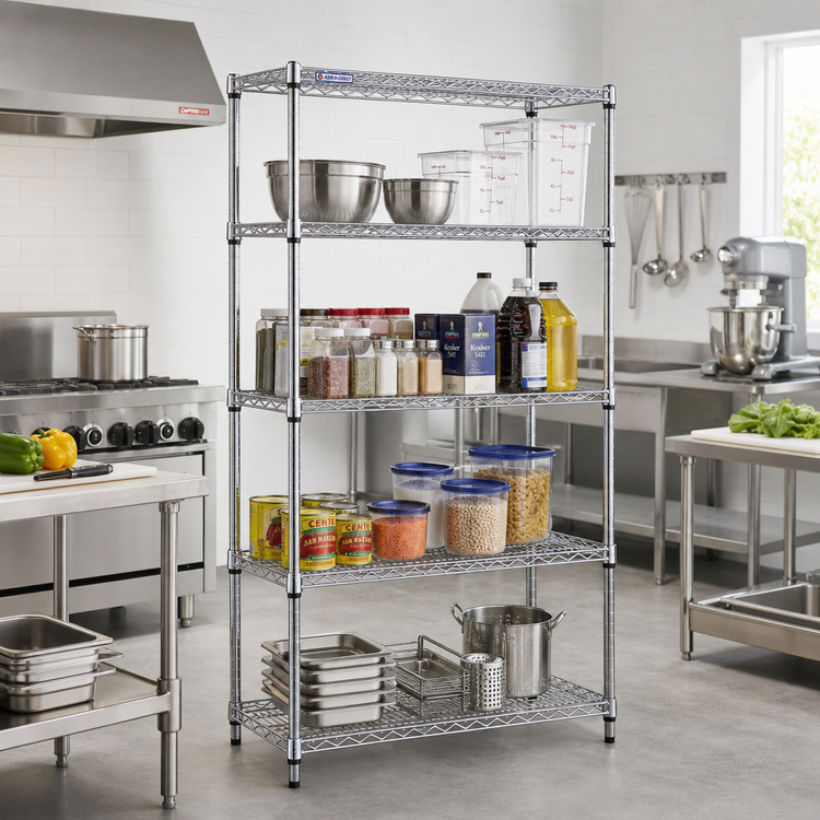 Product image #2 for Add-A-Shelf 4-Tier Stationary Wire Shelving Starter Unit, 36W x 18D x 74H, Chrome Finish