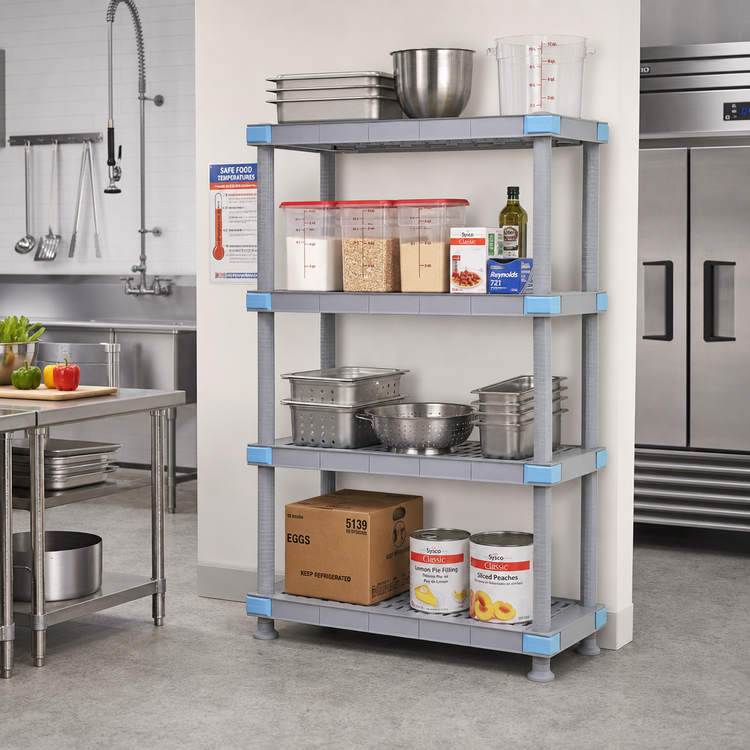 Product image #2 for Quantum Millenia 42"W x 18"D x 86"H Gray Polymer Stationary Starter Shelving Unit, 2,000 lb Capacity