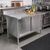 Thumbnail image #2 for 72-Inch Stainless Steel Enclosed Work Table with Sliding Doors and Backsplash