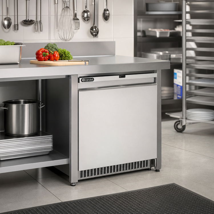 Product image #2 for Randell 27-Inch Undercounter Reach-In Freezer, 1 Section, Right-Hinged Solid Door, Self-Contained Rear-Mounted Refrigeration