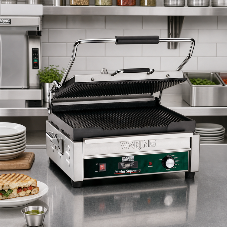 Product image #2 for Waring Panini Supremo Large Italian-Style Countertop Panini Grill with Timer, 14.5 x 11 Inch Cooking Surface, 208V