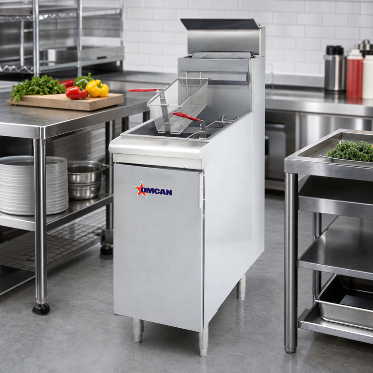 Product image #2 for Omcan Liquid Propane Gas Floor Fryer, 15-1/2 in. Wide, 35-40 lb Oil Capacity, 90,000 BTU