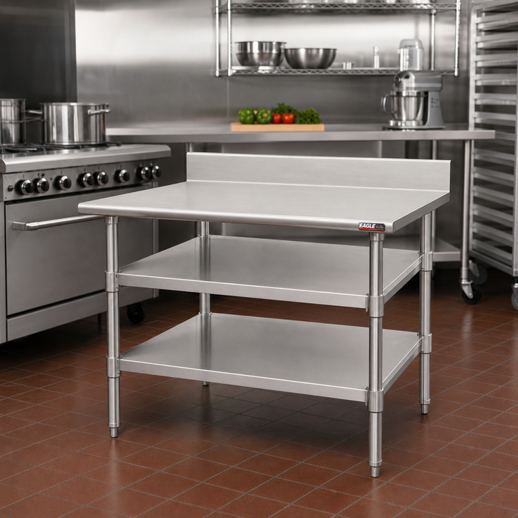 Product image #2 for Eagle Group 24" x 30" Adjustable 18/430 Stainless Steel Undershelf for Uni-Lok Hat Channel Work Tables