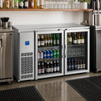 Thumbnail image #2 for BK Resources SSBB-2G-61 61-Inch Stainless Steel Back Bar Refrigerator with 2 Glass Doors and Bottom-Mounted Refrigeration