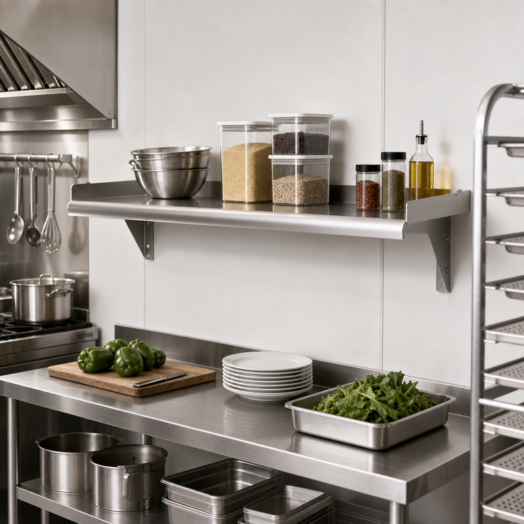 Product image #2 for Eagle Snap-n-Slide 60 in. W x 15 in. D Wall-Mounted Shelf, Rolled Front Edge, 16/304 Stainless Steel