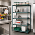 Thumbnail image #2 for Quantum 5-Shelf Stationary Wire Plastic Mat Shelving Unit, 42 x 24 x 74 Inches, Green Epoxy Antimicrobial