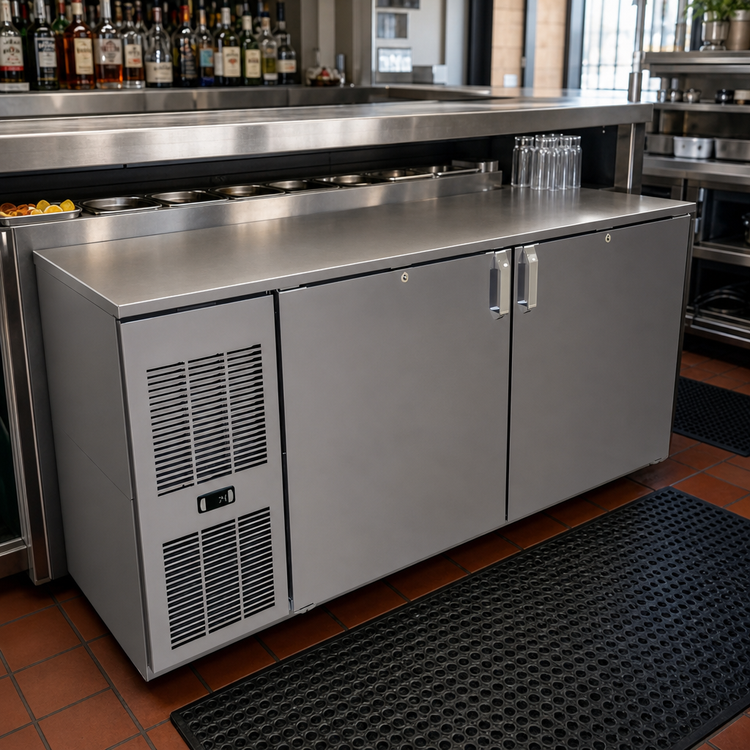 Product image #2 for Front-Serviced Pass-Thru Low Profile Back Bar Cooler, One Zone, 60 Inch, Two-Section