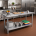 Thumbnail image #2 for Omcan USA 60-Inch x 24-Inch Stainless Steel Work Table with Undershelf and Bullet Feet