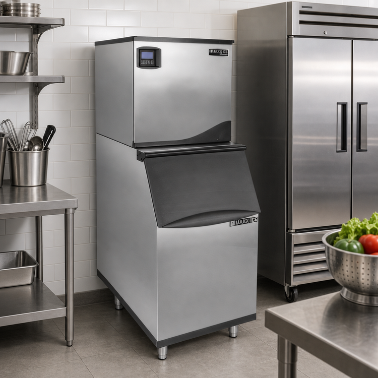 Product image #2 for Maxx Ice V-Series 30 Inch Modular Ice Machine with 470 lb Storage Bin, Full Dice, Air-Cooled
