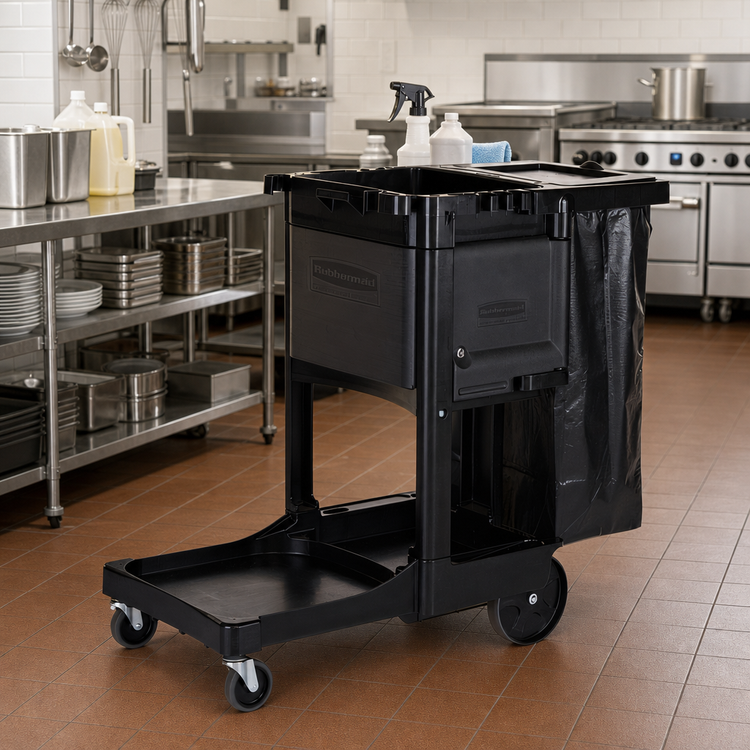 Product image #3 for Standard Executive Janitorial Cleaning Cart with Locking Cabinet Doors and 5 Cu. Ft. Storage