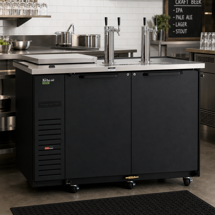 Product image #2 for Turbo Air Super Deluxe Club Top Beer Dispenser, 2 Half-Barrel Capacity, Black Vinyl Exterior, 2 Columns