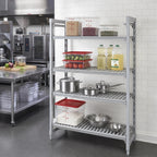 Thumbnail image #3 for Cambro Camshelving® Premium CPU183684VS4PKG 4-Shelf Stationary Starter Polymer Shelving Unit, 18 x 36 x 84 Inches, 3 Vented + 1 Solid