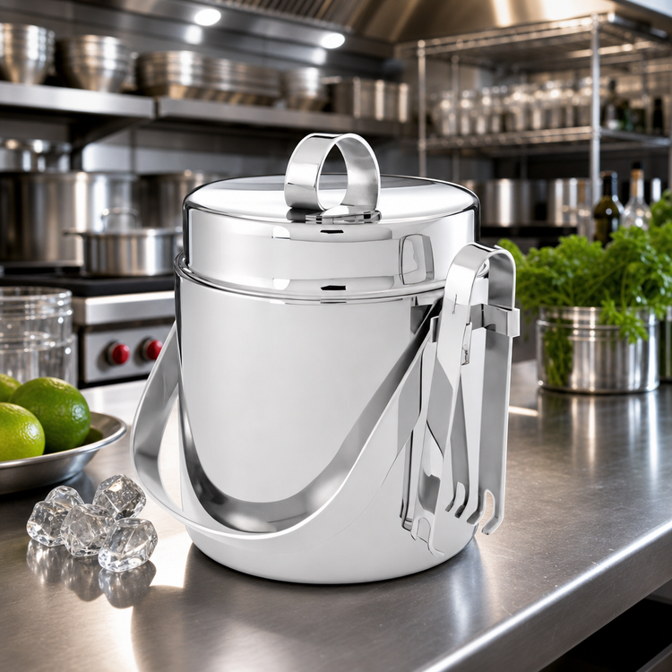 Product image #2 for Top Shelf Double-Wall Stainless Steel Ice Bucket with Ice Tongs, 40 oz.