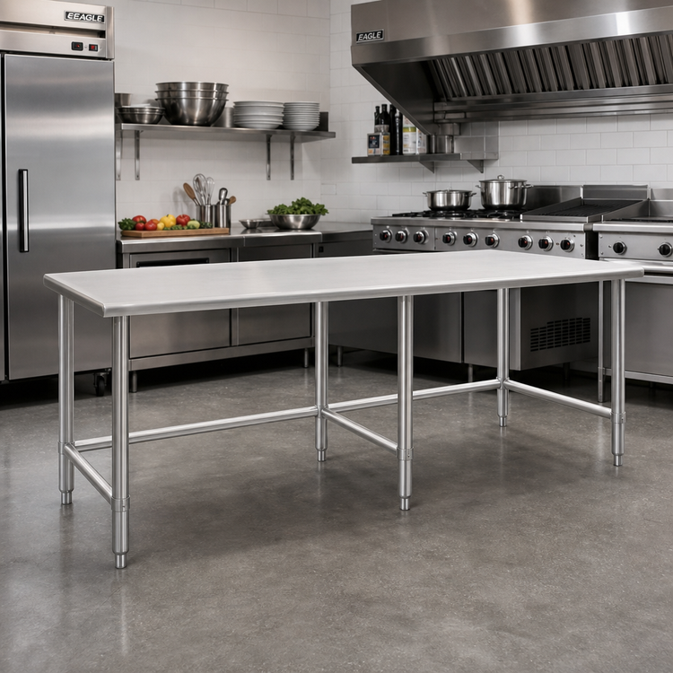 Product image #2 for Eagle Deluxe Series Stainless Steel Flat Top Work Table, 72 x 36 Inch, Tubular Base