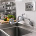 Thumbnail image #2 for John Boos Low-Lead Heavy Duty Splash Mount Faucet with 8-Inch Swing Spout, 8-Inch Centers, Chrome Finish
