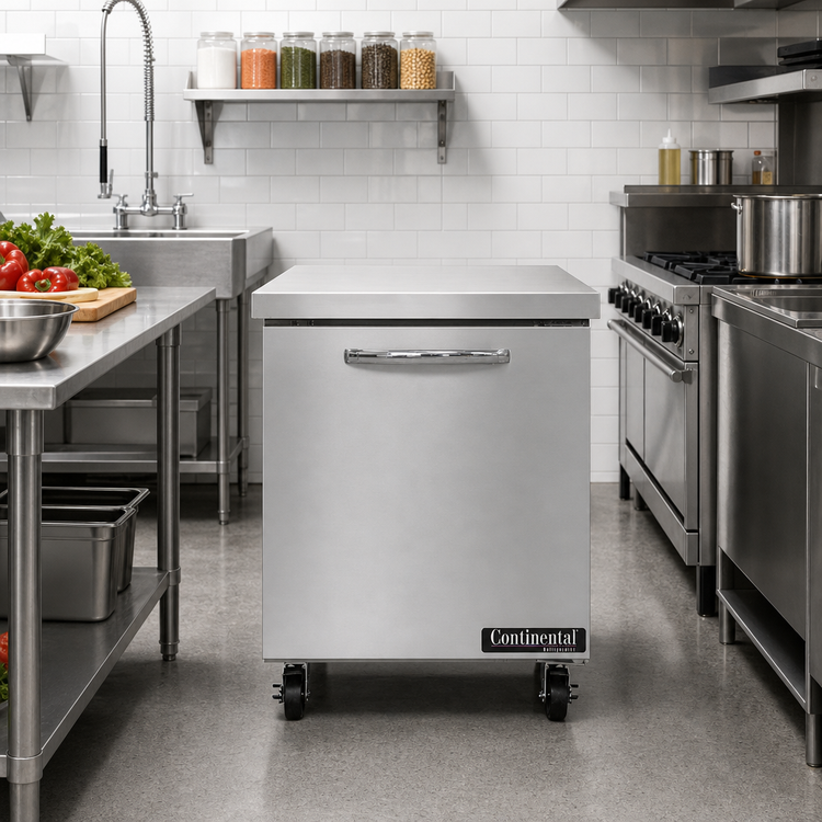 Product image #2 for Continental Refrigerator 27-Inch One-Section Work Top Freezer, 7.4 Cu. Ft., Stainless Steel Flat Top