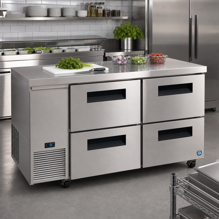 Product image #2 for Hoshizaki Steelheart ULR60B-D4 Two-Section 60-Inch Undercounter Refrigerator with Four Drawers, Side Mount