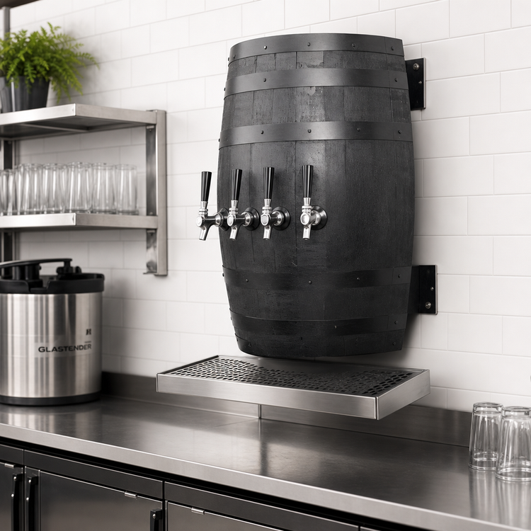 Product image #2 for Glastender Wood Barrel Wall-Mount Glycol-Cooled Draft Dispensing Tower, 4 Faucets
