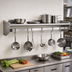 Thumbnail image #2 for Wall Shelf with Removable Hooks and Pot Rack, 72 Inch W x 12 Inch D, Stainless Steel