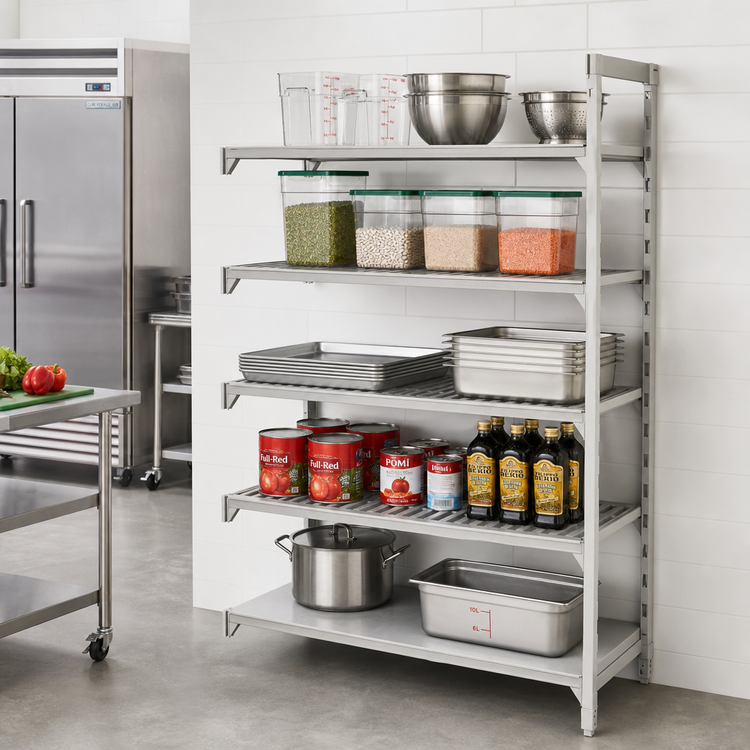 Product image #3 for Cambro Camshelving Premium 24" x 72" x 84" 5-Shelf Vented and Solid Stationary Add-On Unit