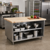 Thumbnail image #2 for BK Resources 60 Inch x 36 Inch Hard Maple Top Chef Table with Open Front Stainless Steel Cabinet Base