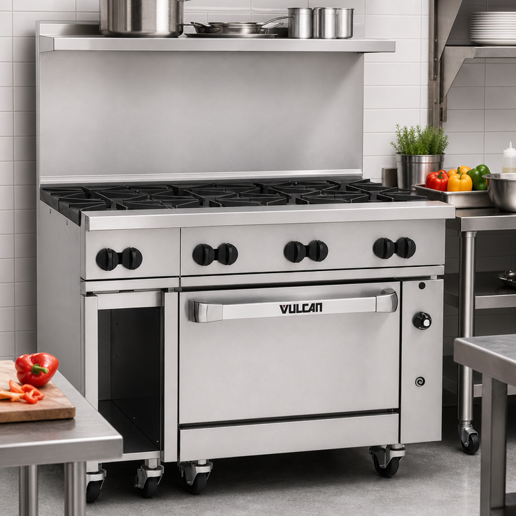 Product image #2 for Vulcan Endurance 48-Inch Commercial Gas Restaurant Range with 8 Open Burners and Convection Oven