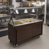 Thumbnail image #2 for Vollrath 2-Series Affordable Portable 4-Pan Mobile Non-Refrigerated Cold Food Station with Buffet Breath Guard and Sliding Door Storage Base, Walnut Woodgrain, 60 Inch Wide