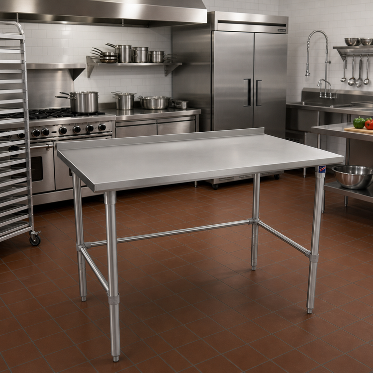 Product image #2 for John Boos Stallion 72" x 36" Stainless Steel Top Work Table with 1-1/2" Rear Riser and Safety Edge