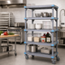 Thumbnail image #2 for Quantum Millenia Mobile Polymer Starter Shelving Unit with 4 Open Grid Shelves, 60W x 24D x 86H