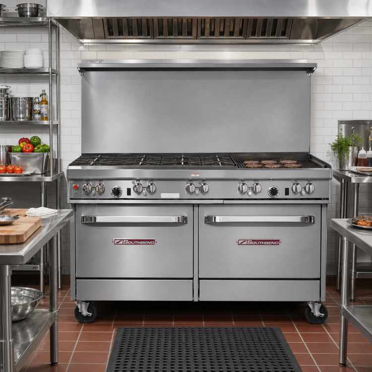 Product image #2 for Southbend Ultimate 60-Inch Gas Restaurant Range with 2 Standard Ovens, 6 Open Burners, and 24-Inch Charbroiler