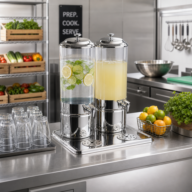 Product image #2 for Double Reservoir Polycarbonate Beverage Dispenser with Stainless Steel Base, 4 Gallon