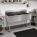 Thumbnail image #2 for Eagle Group 2136-3-16/4 3-Compartment Square-Corner Utility Sink, 37-3/8"W x 25"D, 16-Gauge 430 Stainless Steel, No Drainboards