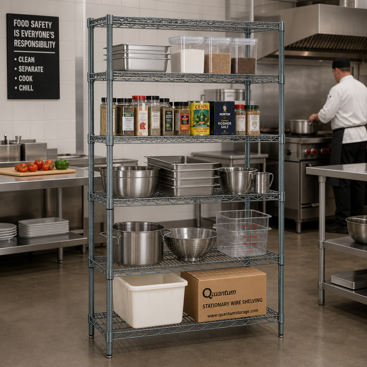 Product image #2 for Quantum 48" x 21" x 86" Stationary Wire Shelving Starter Kit with 5 Shelves