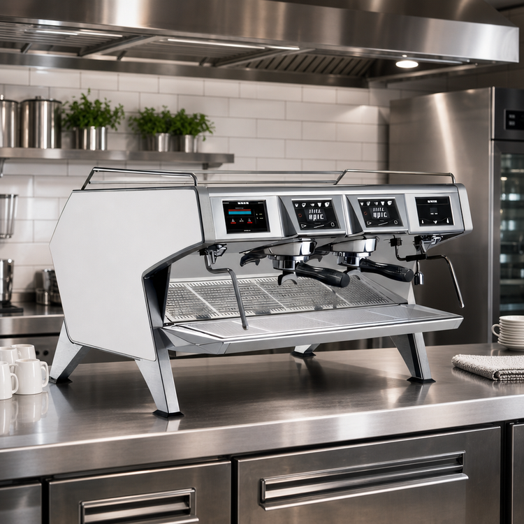 Product image #2 for UNIC Epic 2-Group Automatic Commercial Espresso Machine with White Panels and 8.9-Liter Boiler